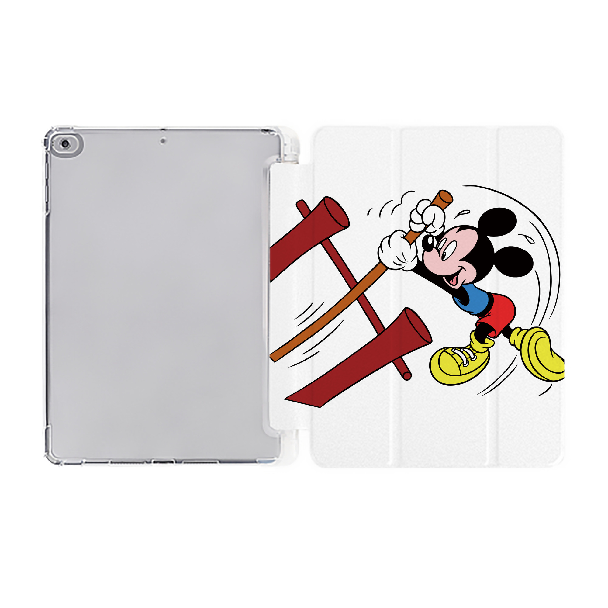 （画像用） ミッキーマウス Mickey Mouse IPad ケース ペン収納付き 三つ折りスタンド PUレザー×シリコン 対応機種9.5/10.5/10.9インチ